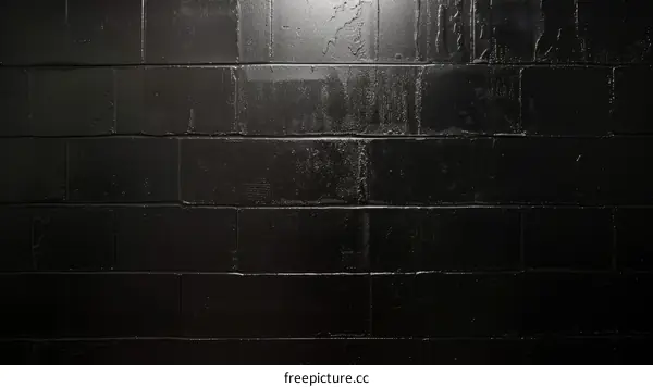 Black painted brick wall texture background