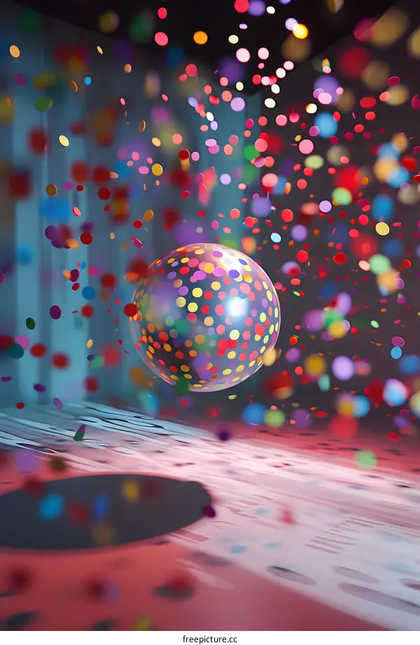 Colorful Confetti Falling Around a Disco Ball
