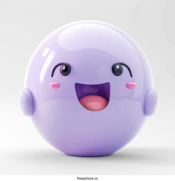 [Transparent Background PNG]Cute Purple 3D Rendered Character With Happy Face