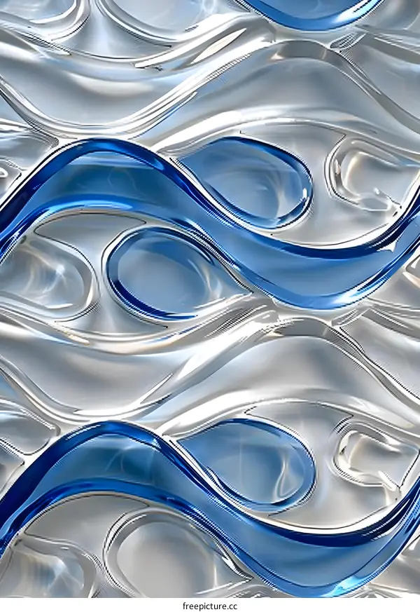 Abstract Blue and Silver 3D Waves Background