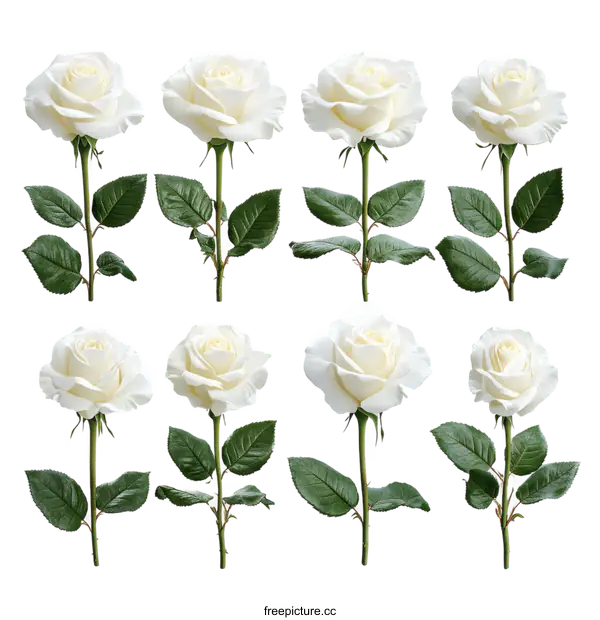 [Transparent Background PNG]Elegant White Roses in Symmetrical Arrangement