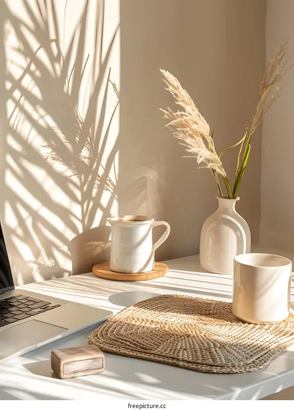 Minimalist Home Office Desk With Natural Light