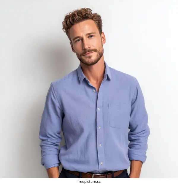 Handsome Man in a Light Blue Shirt