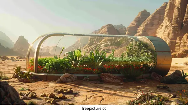 Glass Greenhouse Oasis in the Desert