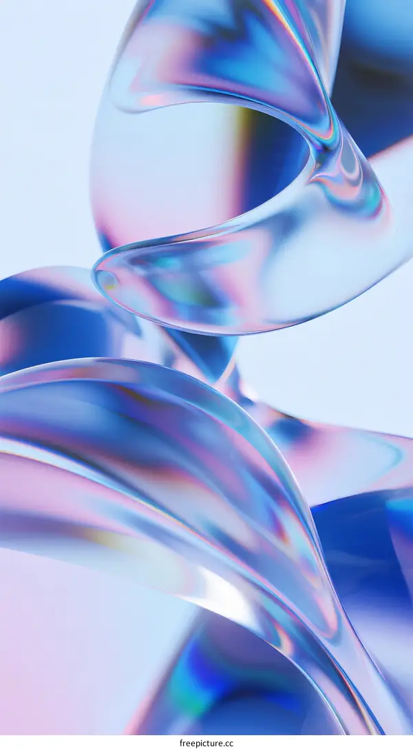 Abstract Curved Glass Forms with Holographic Color Patterns
