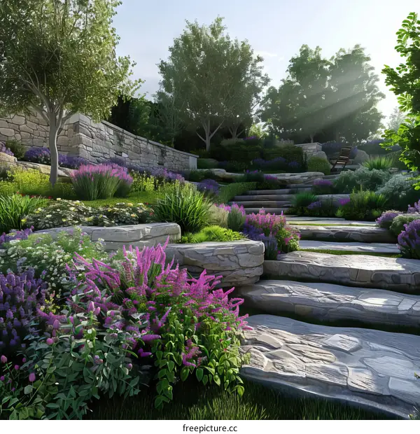 Garden Landscape Design Renderings: A Stone Oasis