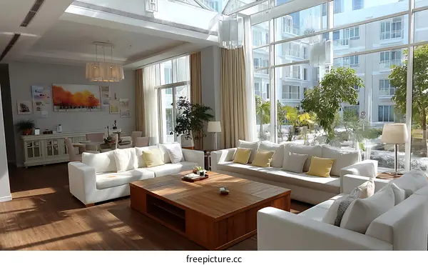 Modern Luxurious Living Room with Panoramic Views