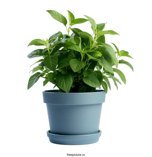 [Transparent Background PNG]A potted plant with green leaves on a black background