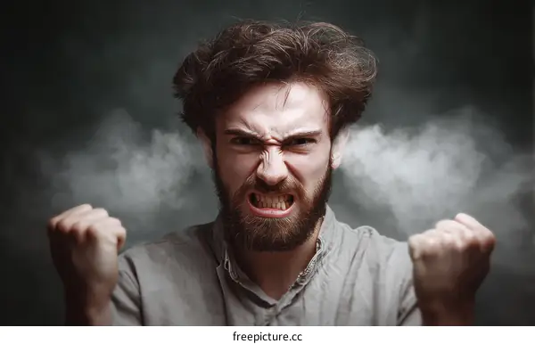 Angry Man Exhaling Steam from Ears