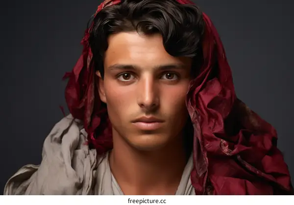 Young Man in Red and White Turban