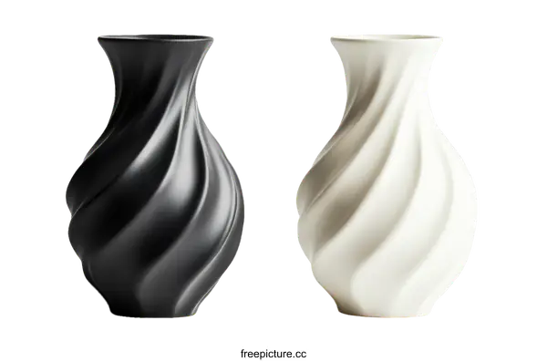 [Transparent Background PNG]Elegant Modern Ceramic Vases Pair