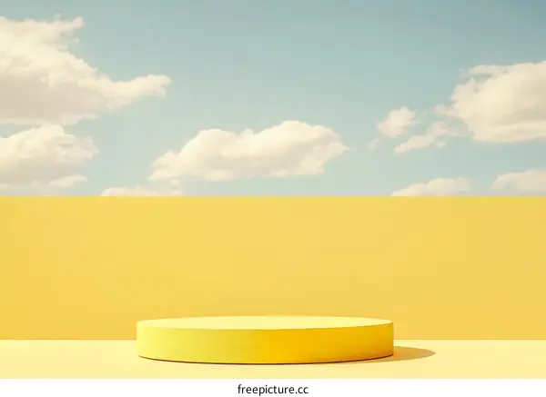 Abstract Yellow Podium Display Against Sky
