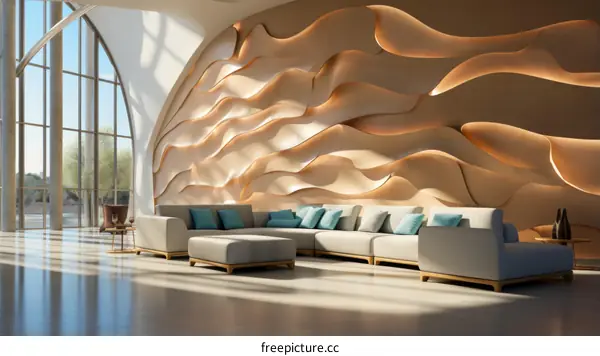 Modern interior design of a luxury hotel lobby