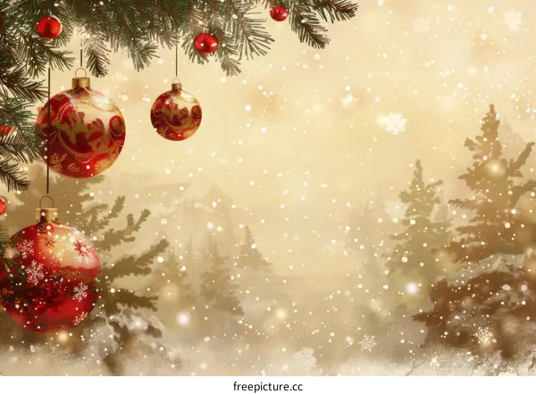 Christmas Tree Adorned with Red and Gold Ornaments