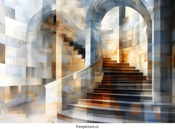 Abstract Staircase Painting in Modern Architecture