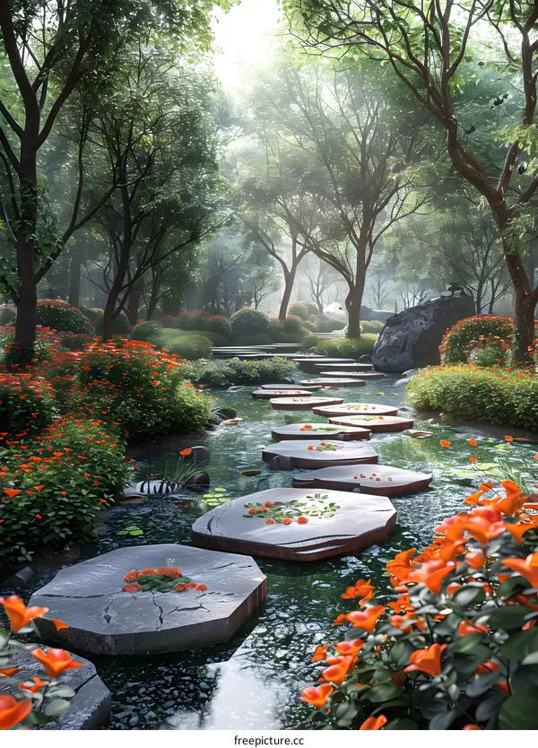 Stepping Stones in a Landscaped Garden