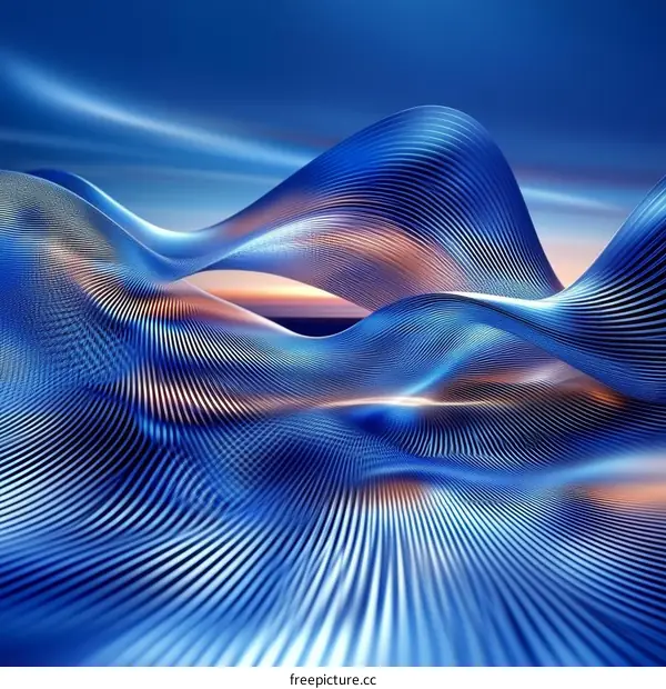 Abstract Blue and Gold Metallic Waves