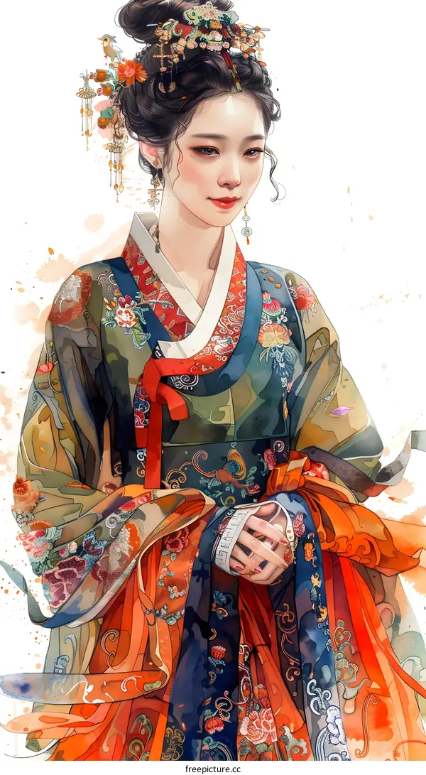 A beautiful Korean woman in traditional dress