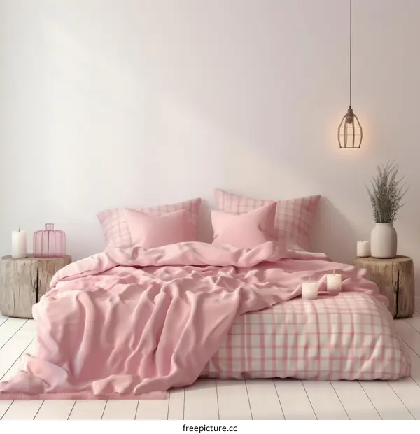 Cozy Pink and White Bedroom with Minimalist Decor