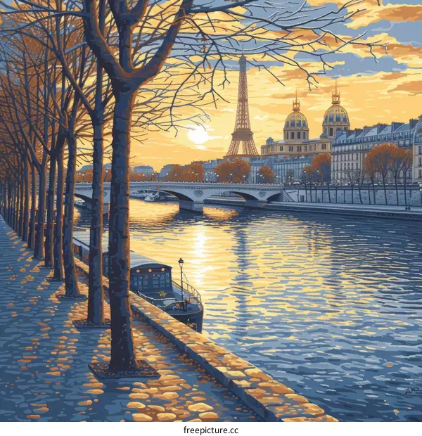 Paris cityscape painting with Eiffel Tower