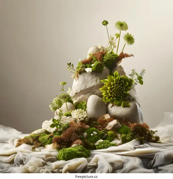 Stone and Moss Floral Arrangement
