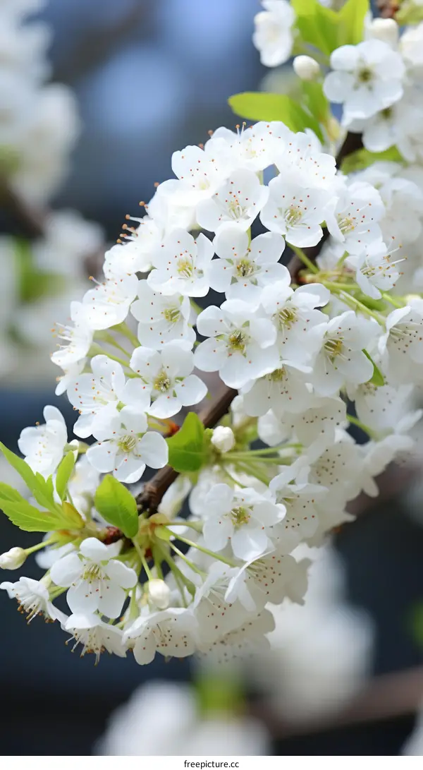White cherry blossom flowers in spring