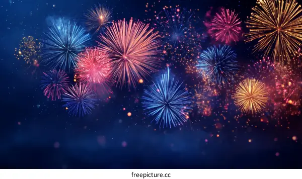 Vibrant Fireworks Display Against Dark Night Sky