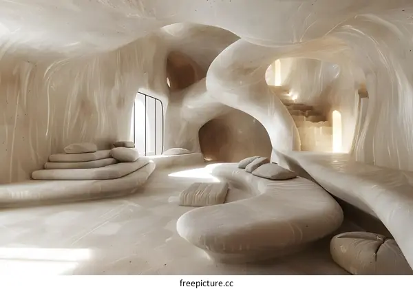 Futuristic organic interior space