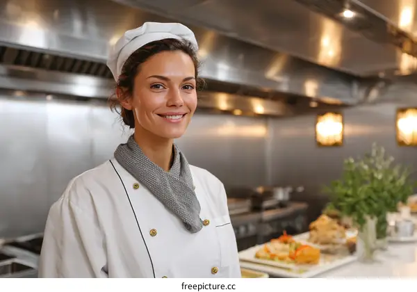 Smiling Chef in a Professional Kitchen