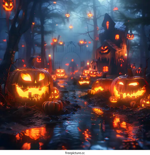 Spooky Halloween night in the forest