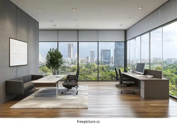 Modern Office Space with Panoramic City Views