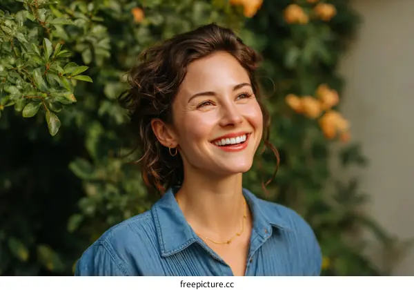Smiling Woman in a Garden Setting