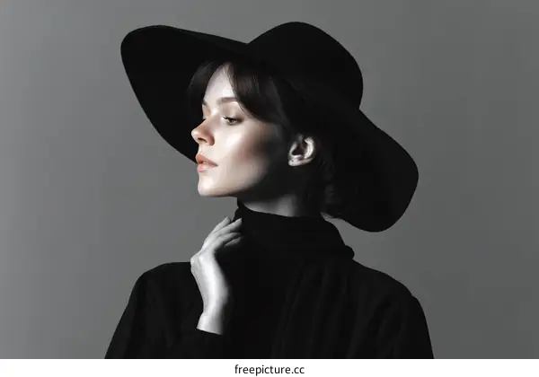 Elegant Woman in a Wide-brimmed Hat