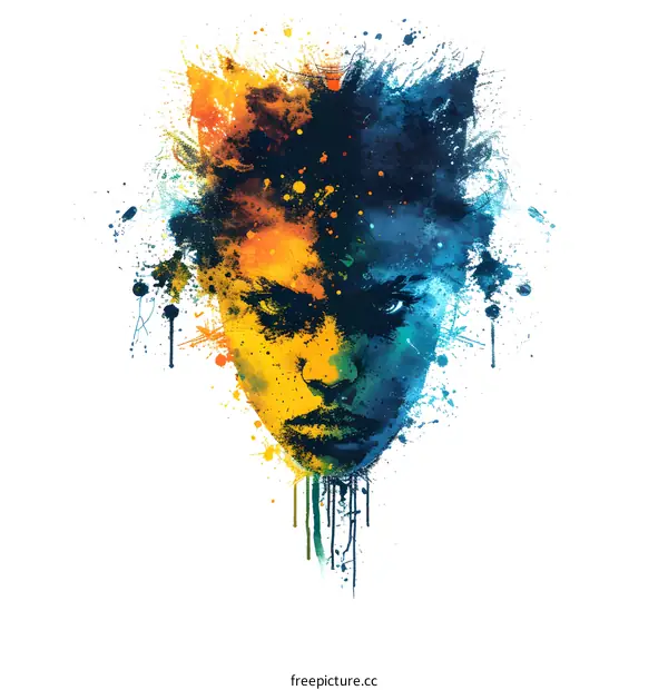 Abstract Portrait with Paint Splatter