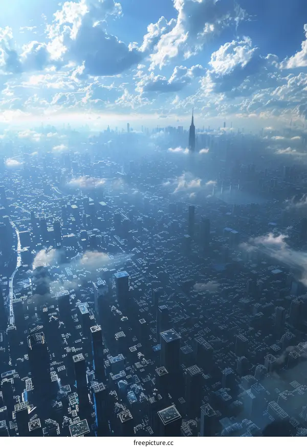 City Skyline Under Blue Sky with White Clouds