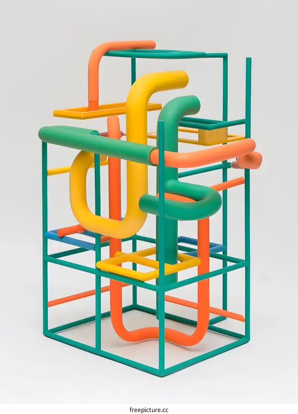 Abstract Colorful Metal Sculpture
