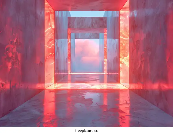 Luminous Pink and Blue Hallway
