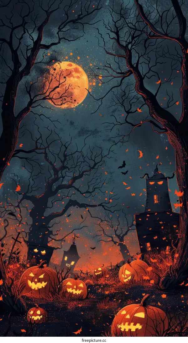 Spooky Halloween Forest: Haunted House & Scary Pumpkins