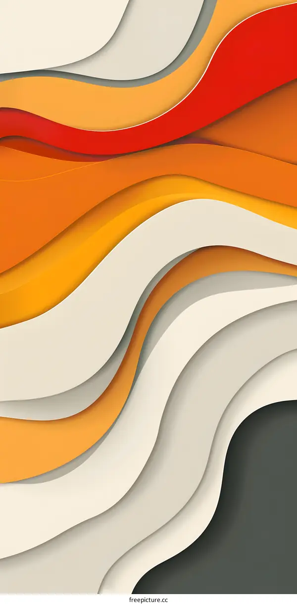 Abstract Orange and White Wavy Paper Background