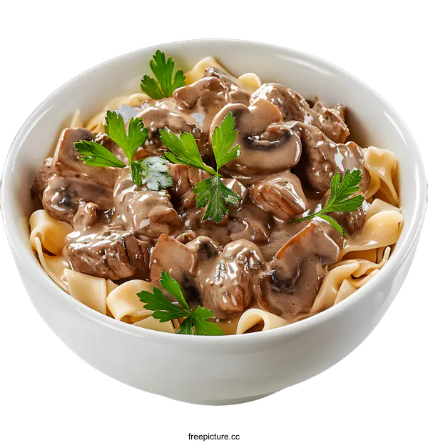 [Transparent Background PNG]Beef stew with egg noodles
