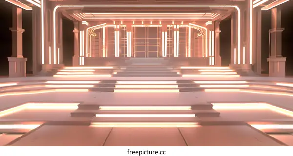 Futuristic Architecture with Glowing Neon Lights