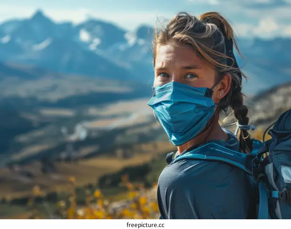 Young woman wearing a surgical mask outdoors