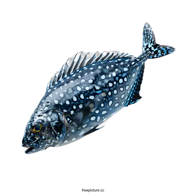 [Transparent Background PNG]Fresh Blue Spotted Fish on White Background