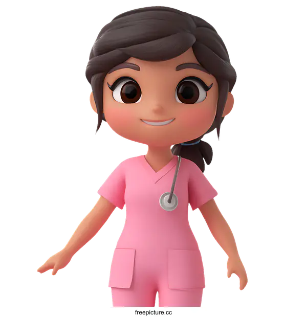 [Transparent Background PNG]Cartoon Nurse Illustration with Positive Expression
