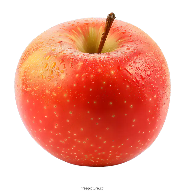 [Transparent Background PNG]Fresh red apple with water drops isolated on white background