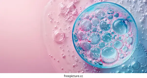 Mesmerizing Blue and Pink Liquid Bubbles Abstract Background
