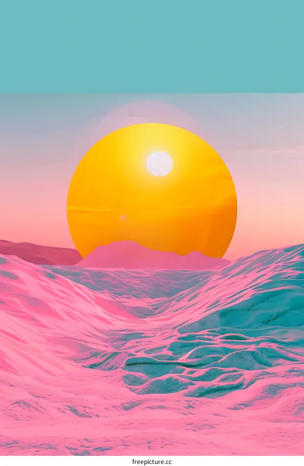 Pink and Yellow Sunset over Mountains