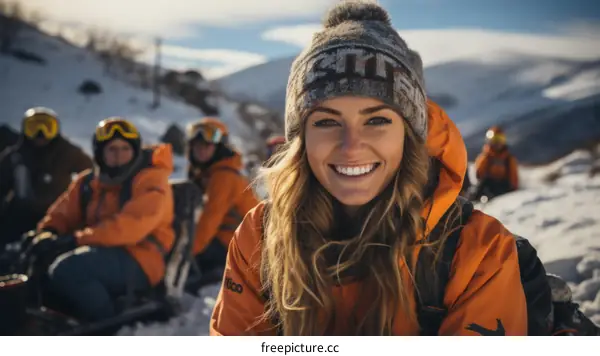 Portrait of a smiling woman in a winter setting