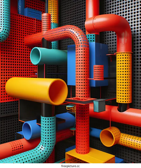 Colorful Industrial Pipes Abstract Design