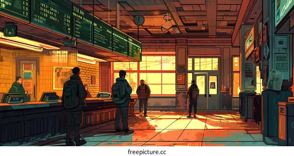 People Waiting in Line at a Train Station